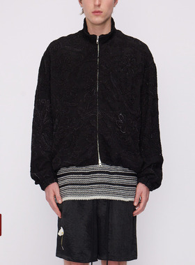 SONG FOR THE MUTE 25FW 佩斯利花纹图案日常休闲艺术拉链LAD夹克