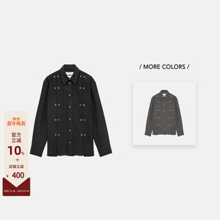 SANDER 衬衫 25FW 开织羊毛多铆钉褶皱长袖 男士 JIL