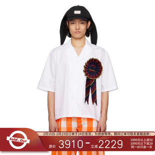 Charles Jeffrey LOVERBOY 25SS 缎带胸花设计白色短袖衬衫衬衣