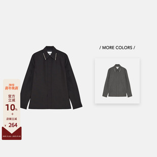 SANDER 衬衫 25FW 羊毛马海毛金属球饰长袖 男士 JIL