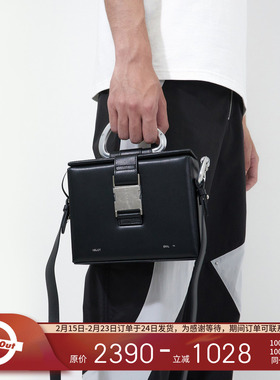 HELIOT EMIL 机能方形盒子潮流百搭牛皮单肩包斜挎包 男女情侣款