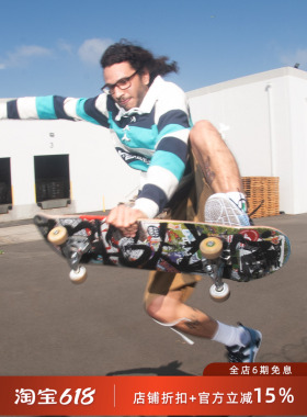 ROUND TWO × LRG 联名款 秋季两色宽条纹复古海军POLO衫长袖卫衣