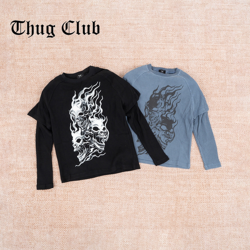 THUGCLUB骷髅印花长袖T恤