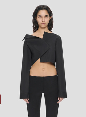 HELIOT EMIL 北欧先锋机能25SS 夏季女不对称设计感长袖短款衬衫