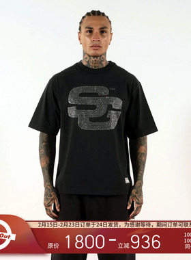 SUMMER GAMES 春夏SG字母LOGO烫钻印花宽松圆领短袖T恤男女同款