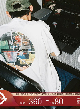 POLAR 25SS 瑞典滑板经典LOGO拼贴图案设计印花短袖T恤男女同款