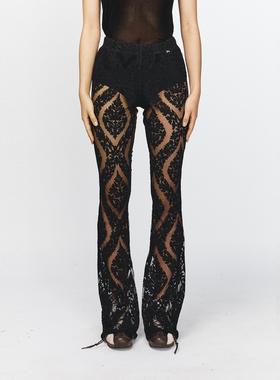 SONG FOR THE MUTE 25SS 春季女士图案蕾丝提花修身休闲裤长裤