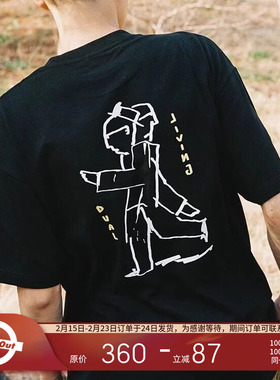 POLAR 25SS 瑞典滑板双色漫步涂鸦人物印花设计短袖T恤男女同款