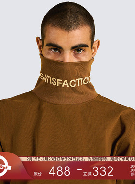 PLEASURES  翻折标语印花高领长袖T恤男女同款翻领全棉可打底多色