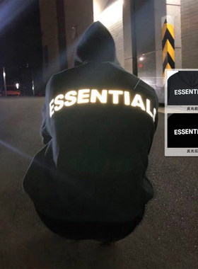 Fear Of God Essentials 3M反光字母卫衣男女通款长袖连帽套头衫