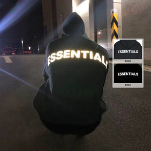 Essentials God 3M反光字母卫衣男女通款 长袖 Fear 连帽套头衫