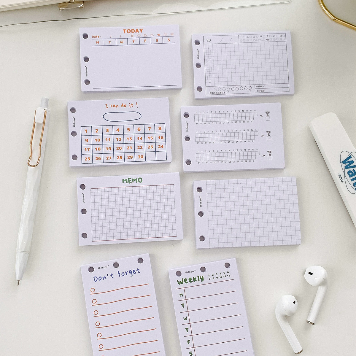 minim3孔活页补充小张内页 适配手账本A5A6A7A8扩展替换内芯本