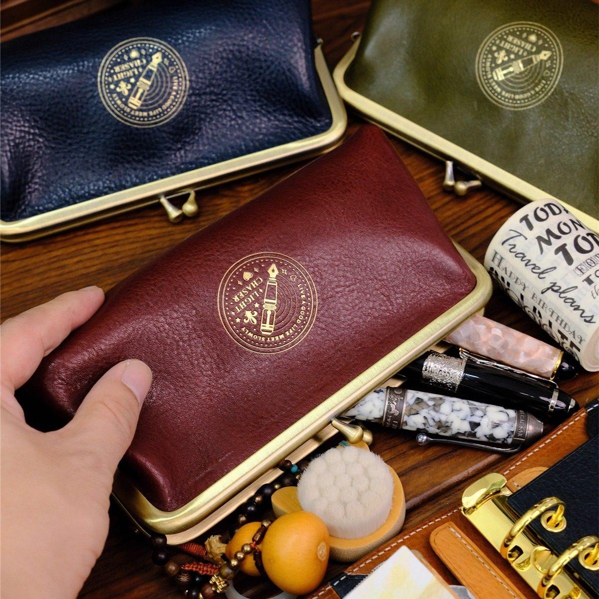 追光者MboxLux复古口金笔袋大容量真皮手帐头层笔包化妆袋文具袋,文具电教/文化用品/商务用品,笔袋,淘宝优惠券,粉丝福利购,淘宝优惠卷