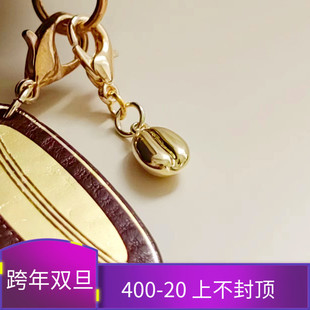 QY咖啡豆1比1铜镀14K金手工手帐挂件装 饰书签INS风欧美风活页
