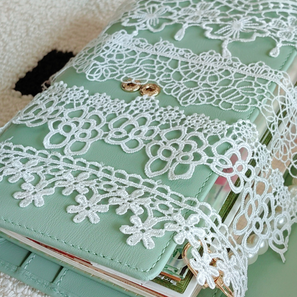QY 蕾丝花边DIY手工9款白色蕾丝素材包手帐装饰吊牌INS欧美