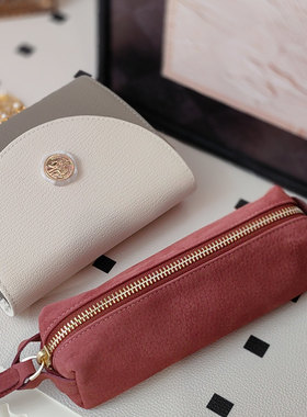 QY【干枯玫瑰】真皮磨砂手帐本CP大容量笔袋5孔卡包手帐搭配