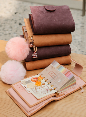 蜜桃乳酪树莓慕斯磨砂活页真皮手帐本不耐磨不耐脏A7miaA6奇葩TN