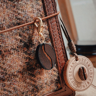 QY 配TN一颗咖啡豆真皮手工手帐挂件装饰吊牌INS风欧美风活页挂件