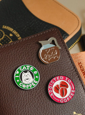 new咖啡主题咖啡壶磁吸扣磁力扣手工手帐装饰吊牌INS风欧美风活页