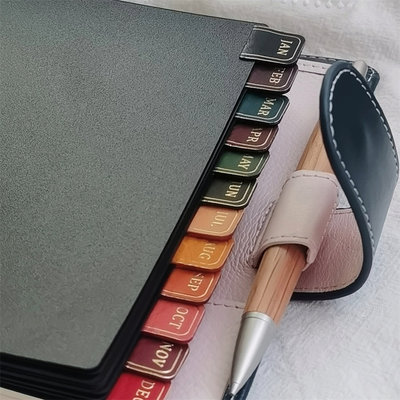 QY真皮彩虹Mbox烫金A5A6A7奇葩M5方方子A5slim手工分隔页索引