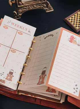 QY原创手工咖啡三折页内页A5A6A7奇葩M5A5slim手工塑封分隔页内芯