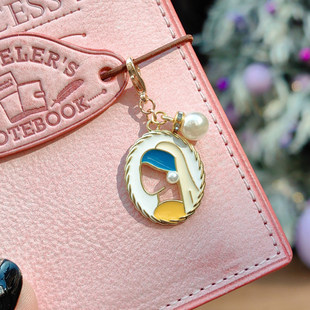 原创滴油珍珠少女TN手工手帐挂件装饰吊牌INS风欧美风活页挂件