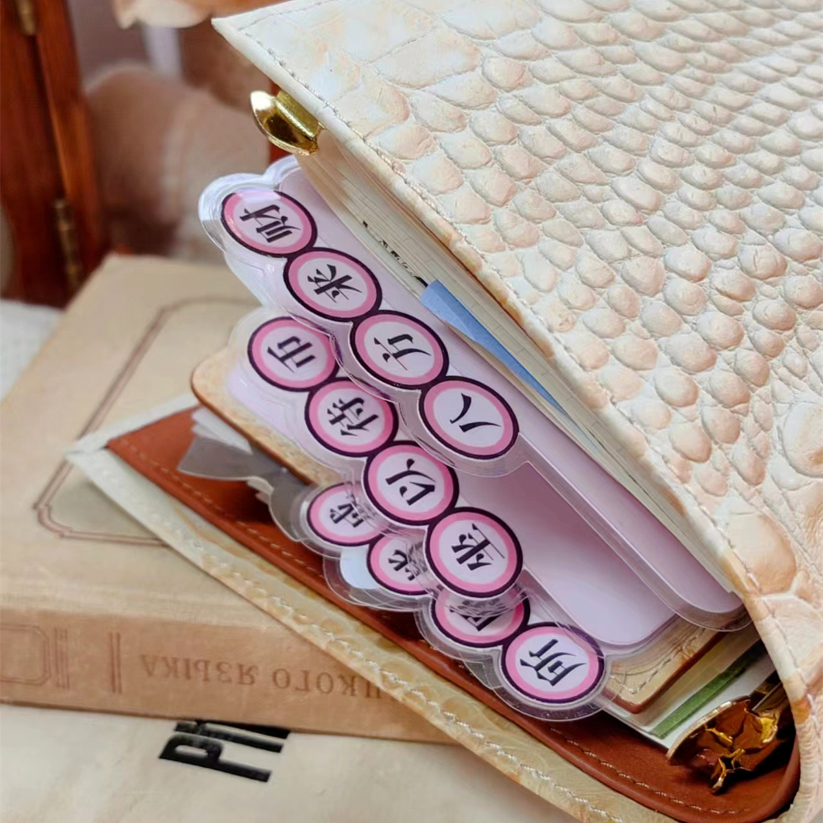 QY 粉色系开运好运中国风 A5A6A7奇葩M5A5slim手工塑封分隔页索引