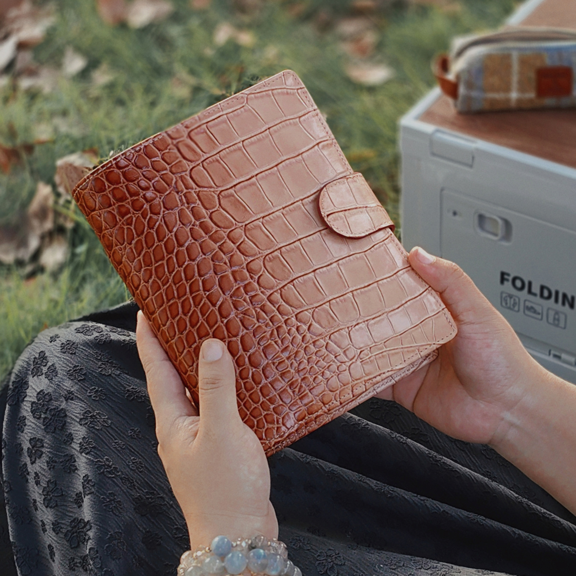 QY【梧桐】科普大地色渐变真皮鳄鱼纹手帐本活页A56789/定页/奇葩