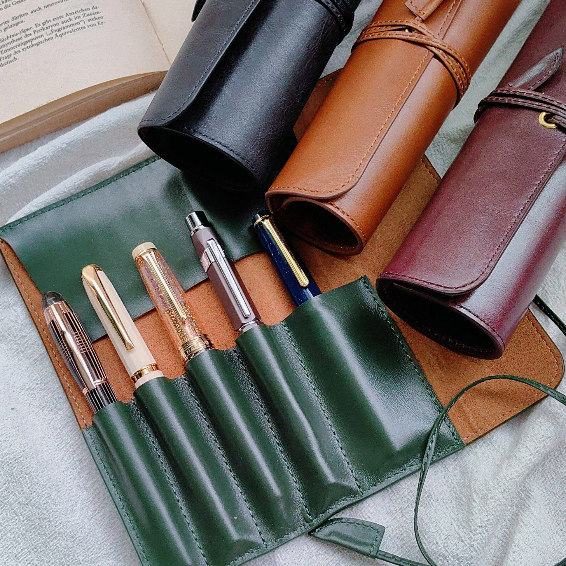 QY【复古色系笔帘】真皮手帐钢笔收纳笔袋油蜡皮化妆包收纳袋,文具电教/文化用品/商务用品,笔袋,淘宝优惠券,粉丝福利购,淘宝优惠卷