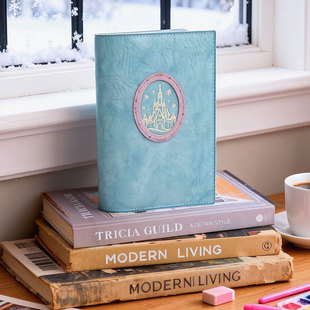 原创高定ALASKA冰雪奇缘公主意大利擦蜡真皮雾蜡粉色活页手帐A678