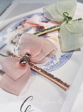 MILKCOCOA韩国设计师新款进口水晶钻进口纱边夹发饰鸭嘴夹J