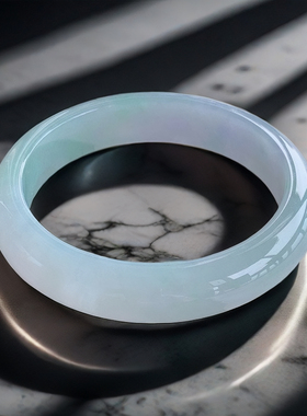 55圈半山半水翡翠手镯yye老坑冰糯种正圈玉镯子新中式缅甸a货手镯