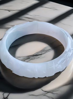 58圈缅甸天然A货翡翠雕花手镯88.90时尚女玉石珠宝明清复古玉镯子