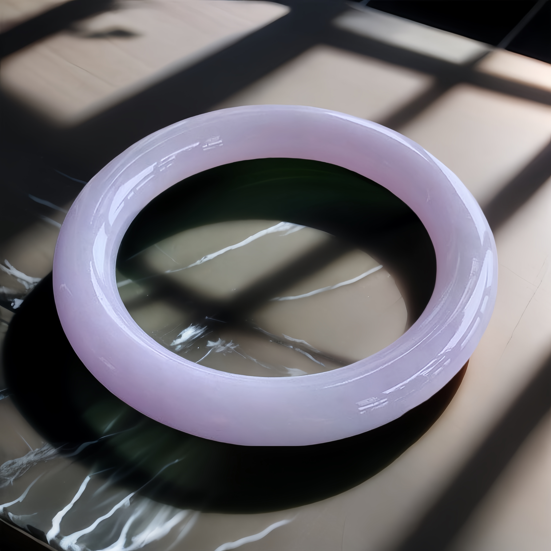 中国风翡翠手镯59圈iqr缅甸天然a货浅紫罗兰翡翠手镯送妈妈玉镯子