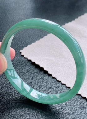 52圈天然翡翠手镯22.44时尚蓝色珠宝女款圆镯百搭蓝水玉镯子定制