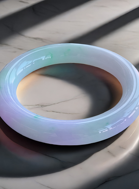 56圈缅甸天然A货翡翠手镯75.9淡紫罗兰玉镯子春带彩飘阳绿美人镯