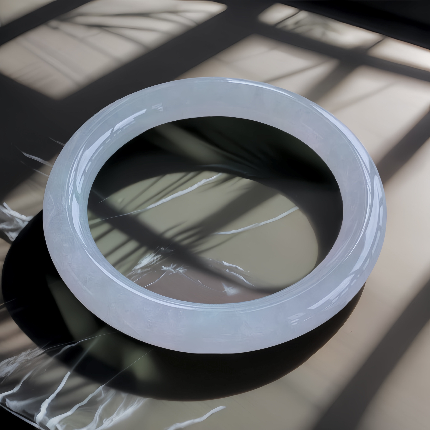 缅甸翡翠冰润手镯58圈yop天然a级冰透美人镯正品老坑玉镯子送妈妈