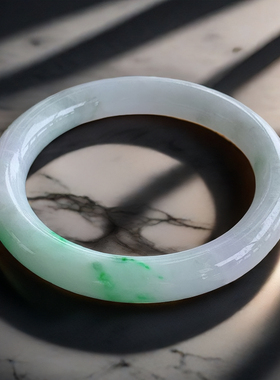 54圈缅甸天然a货翡翠手镯ywtt正品老坑飘阳绿翡翠圆镯美人镯玉镯