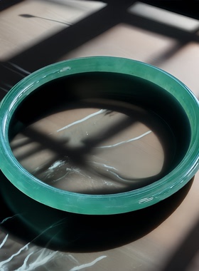 冰种翡翠叮当镯58圈riy蓝色翡翠手镯保真天然a货老坑油绿翡翠手镯