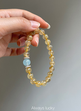 金发晶海蓝宝天然水晶设计手链女