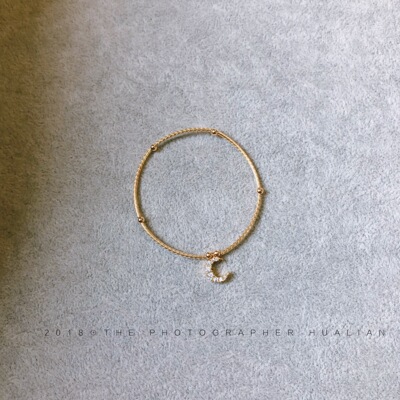 「月半弯」美国进口白女月亮手链