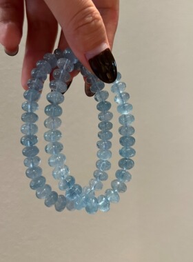 「一抹清泉」精品！净体通透天然冰川蓝托帕药片小众小清新手链女