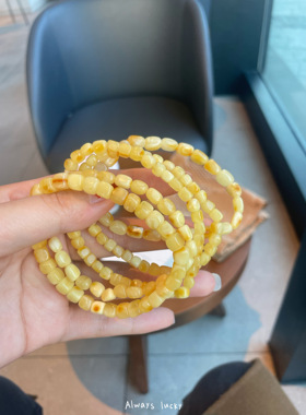 天然白花蜜蜡随行手串琥珀女生