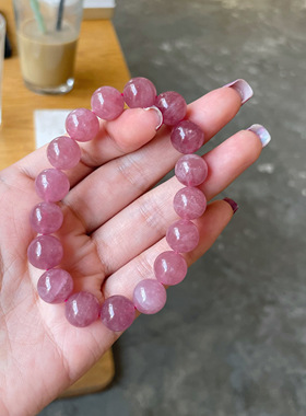 冰梅粉老矿马达加斯加粉晶手串女