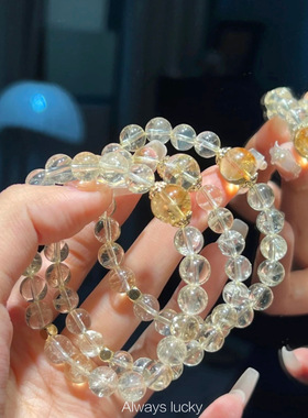 「黄阿塞小咪」天然可爱简约甜美小清新黄色水晶招财学生时尚手链