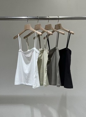 现 韩国东大门statement简约翻边直筒打底吊带背心女2025夏季新款