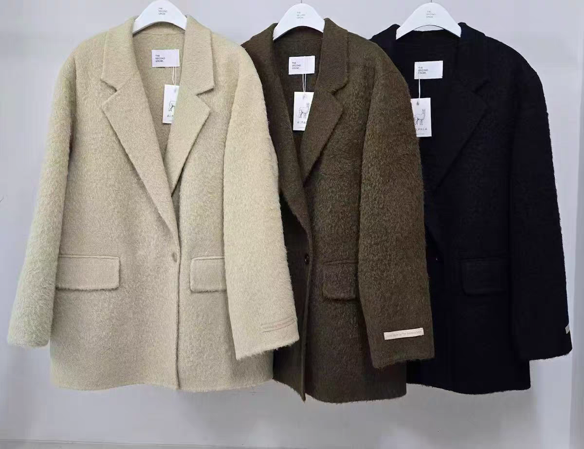 现 韩国东大门the second 25秋冬新款 翻领西服羊毛外套