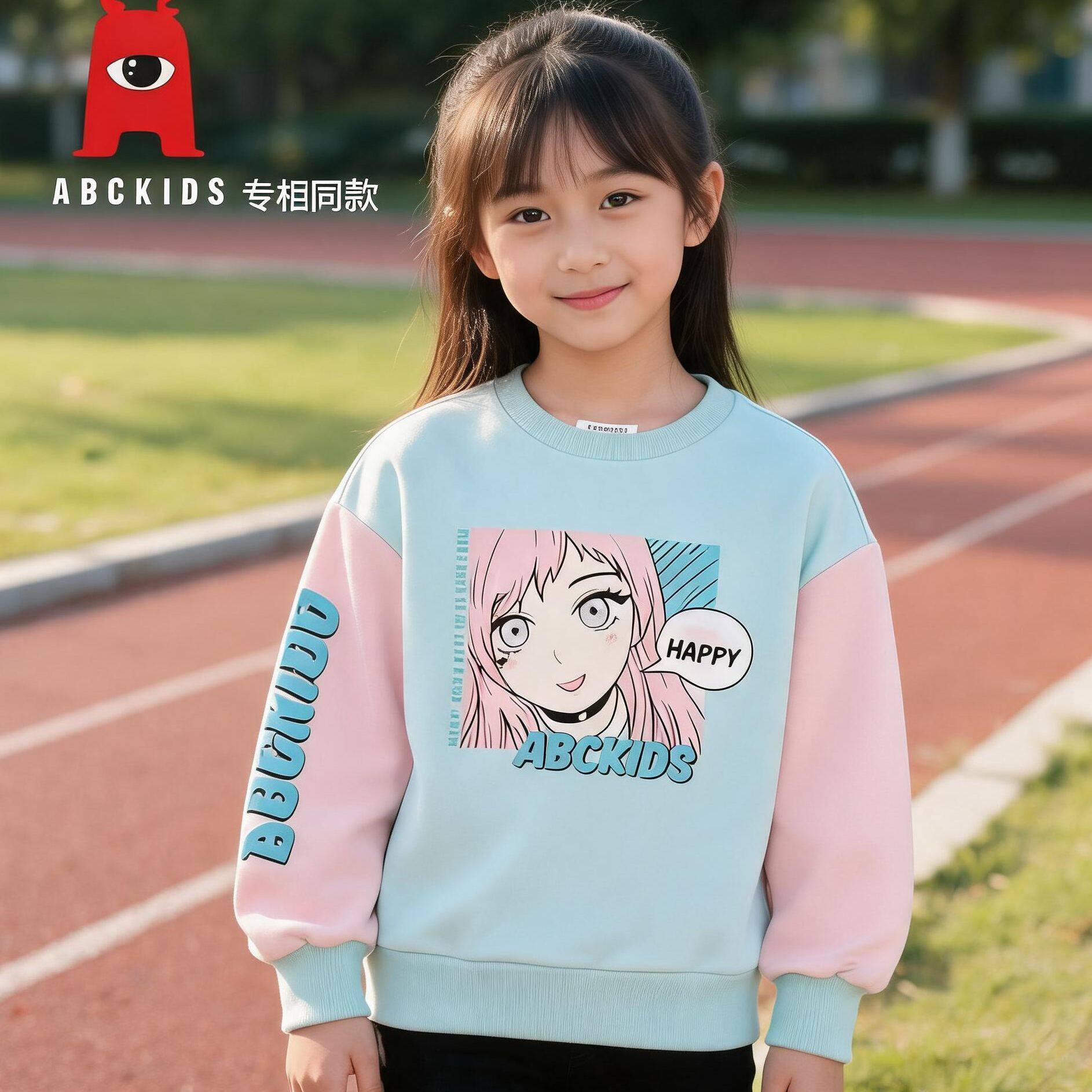 ABCkids(专柜同款春秋女童中大童运动长袖圆领洋气卡通儿童卫衣