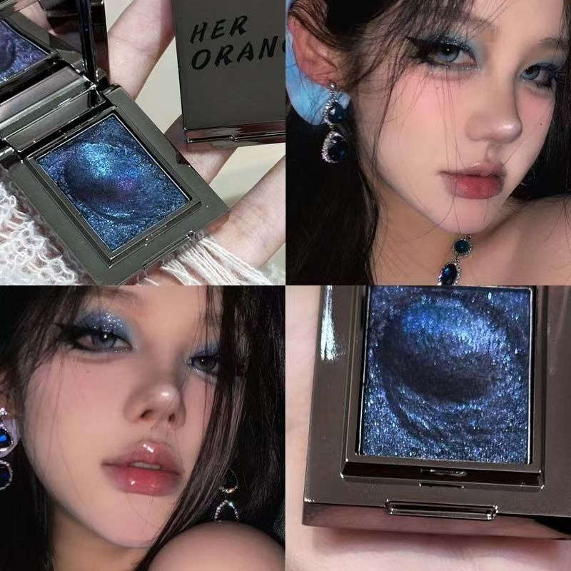 独属蓝色的梦幻浪漫 美出新高度~烟熏妆单色眼影珠光提亮日常显色