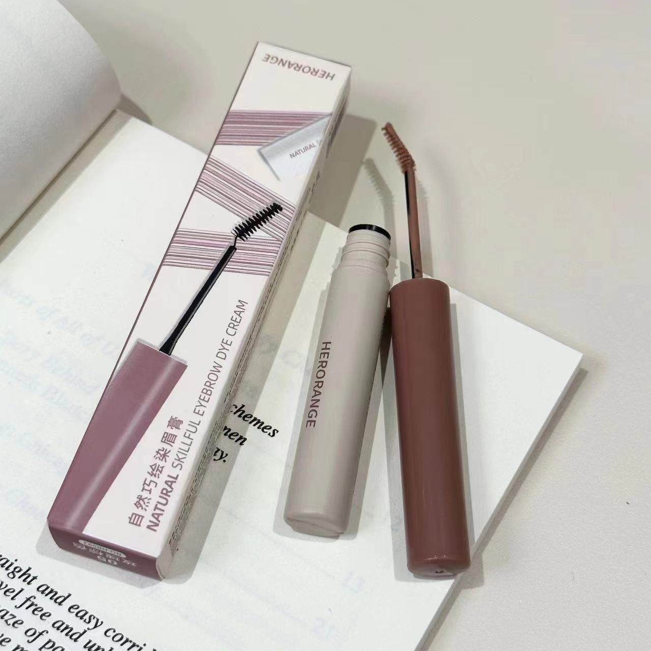 好韩!灰粉棕色染眉膏自然粉温柔原生野生眉毛持久不掉色防水防汗